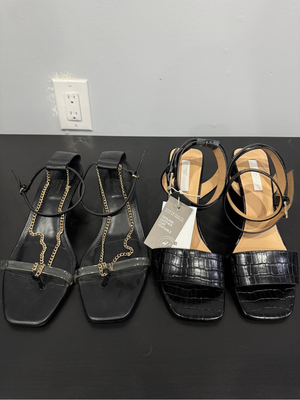 Topshop & H&M Black Ankle Strap Sandals Lot